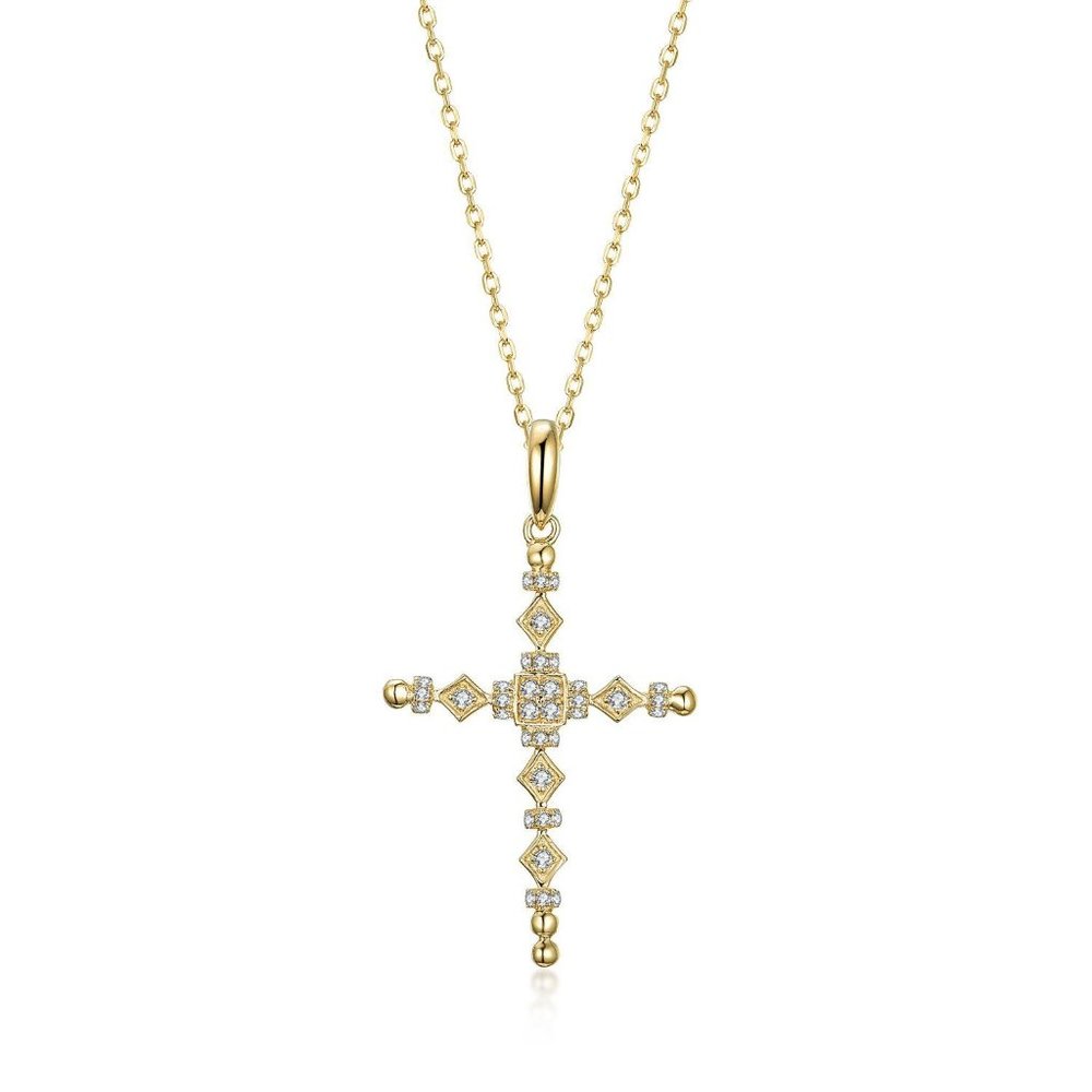 Real Diamond Fancy Cross Religious Pendant